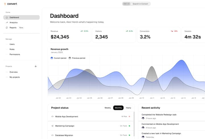 Once UI products mockup image illustrating a dashboard product