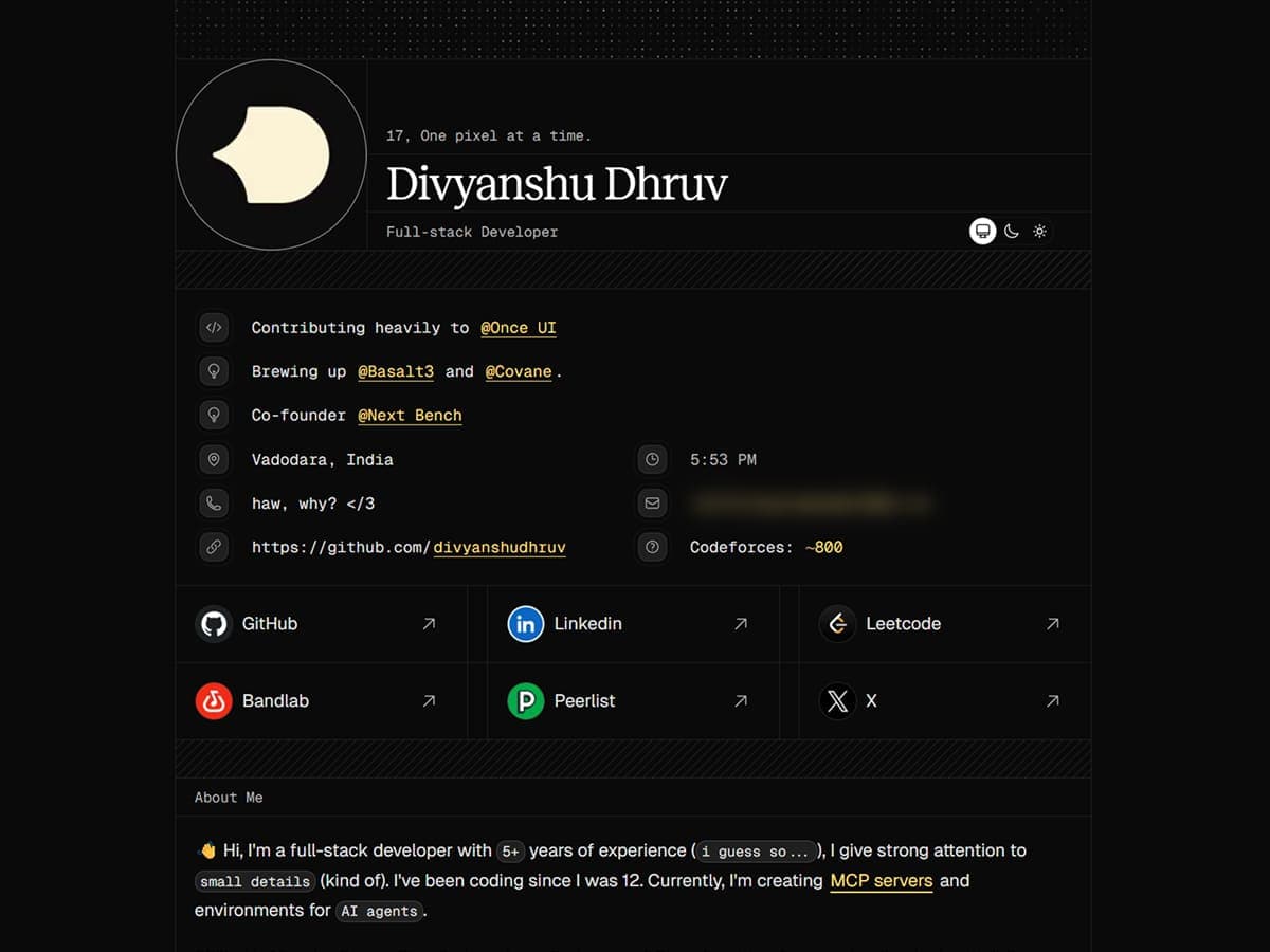 Divyanshu Dhruv: Developer portfolio